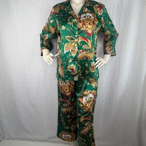 Natori Paisley Floral Pajama Set Green M